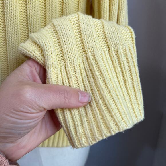 Hippie Rose Ribbed Sweater Size L Yellow Collared Preppy Knit Pullover - Picture 4 of 7